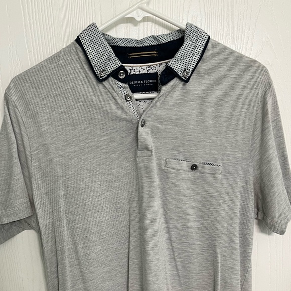 Denim & Flower grey collared shirt sz. M - Picture 1 of 3